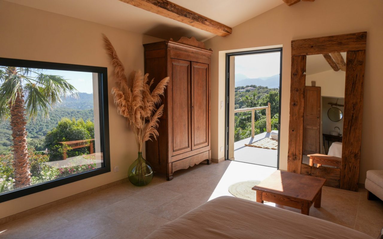 vue chambre d'hôte de la villa Arbousière à Porto Vecchio